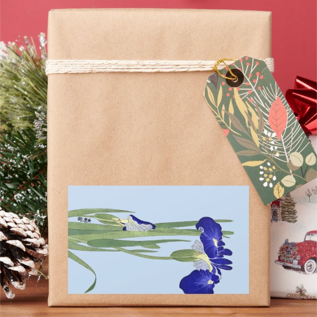 Pegatina Rectangular Irlandeses azules de Ohara Koson (Vacaciones)