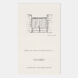Pegatina Rectangular Iron Gate Ex Libris Bookplate -Library Label 