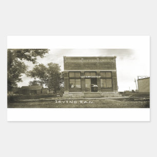 PEGATINA RECTANGULAR IRVING KANSAS POST OFFICE FOTO MARSHALL COUNTY KS