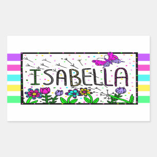 Pegatina Rectangular Isabella - El nombre de Isabella, dibujo caprichos