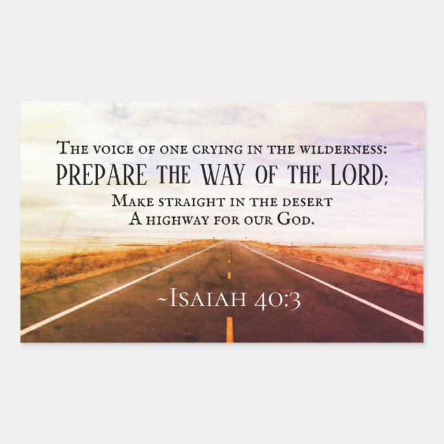 Pegatina Rectangular Isaías 40:3-5 Preparar el camino del Señor, Biblia (Anverso)