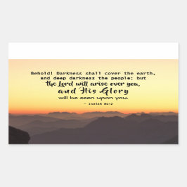 Pegatina Rectangular Isaías 60:2 La oscuridad cubrirá la Biblia de la T