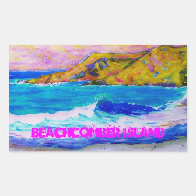 Pegatina Rectangular Isla Beachcomber (Anverso)