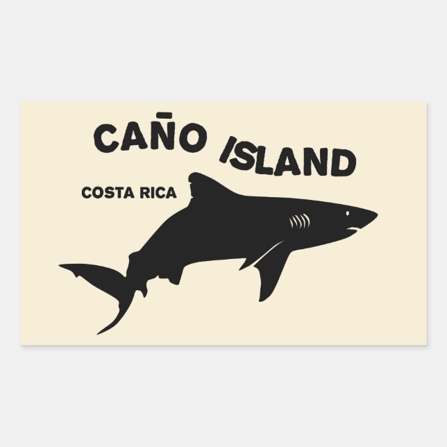 Pegatina Rectangular Isla Caño de buceo de tiburones - Costa Rica (Anverso)