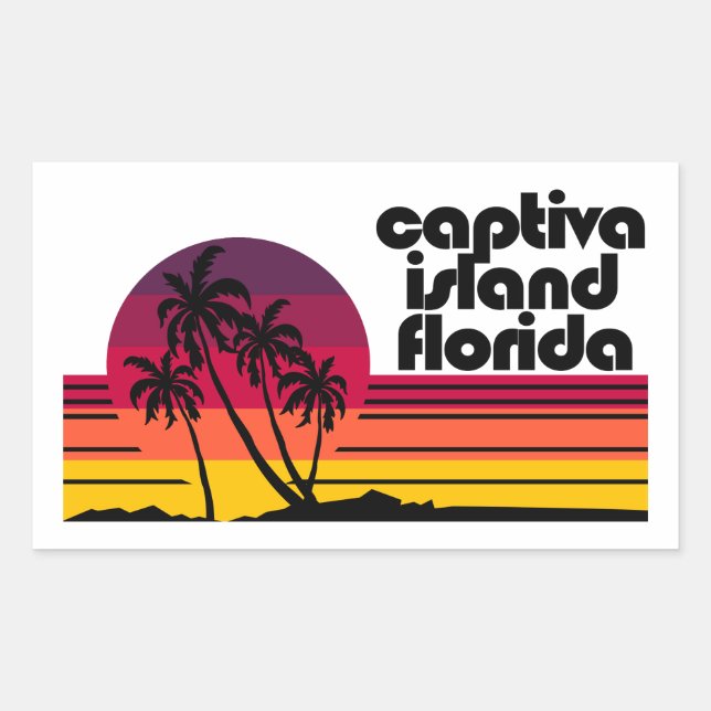 Pegatina Rectangular Isla Captiva Florida (Anverso)