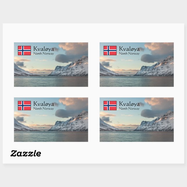 Pegatina Rectangular Isla Kvaloya Noruega (Hoja)