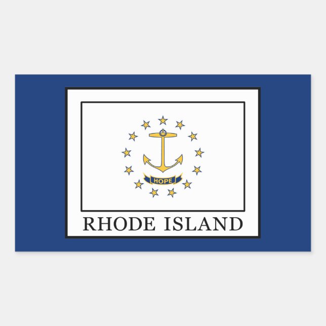 Pegatina Rectangular Isla Rhode (Anverso)