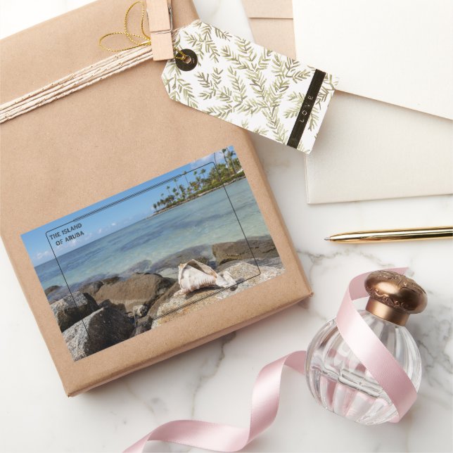 Pegatina Rectangular Isla Vibrante de Aruba (Regalar)