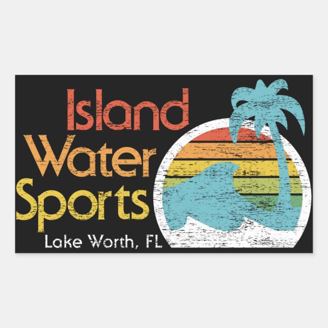 Pegatina Rectangular Island Water Sports-Lake Worth, FL (Anverso)