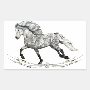 Pegatina Rectangular Islandesa Horse mare Grá