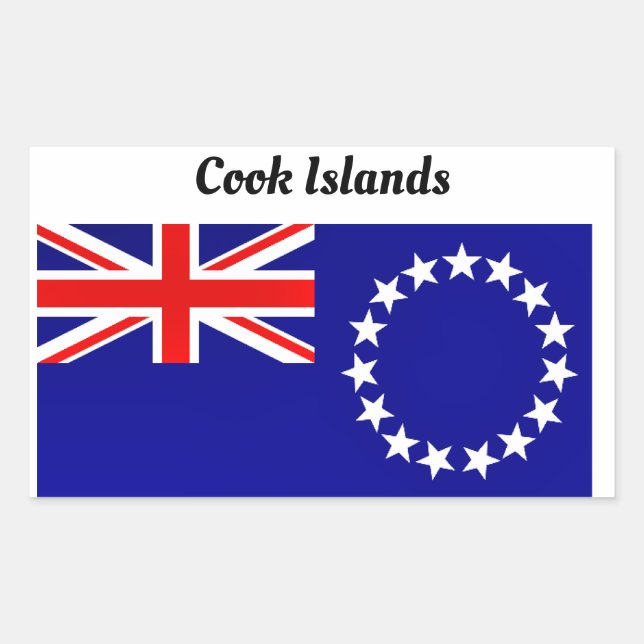 Pegatina Rectangular Islas Cook (Anverso)