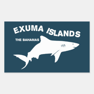 Pegatina Rectangular Islas Exuma - Bahamas Buceo de Tiburones