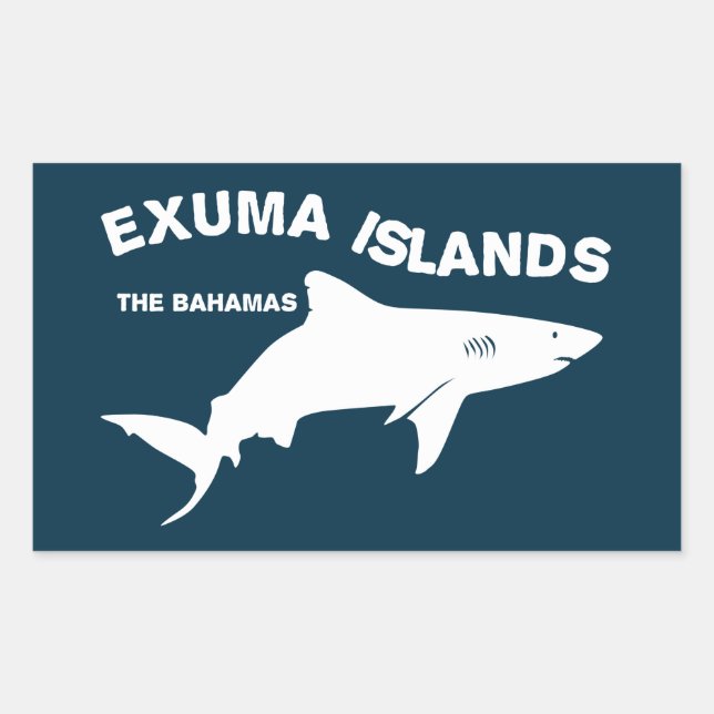 Pegatina Rectangular Islas Exuma - Bahamas Buceo de Tiburones (Anverso)