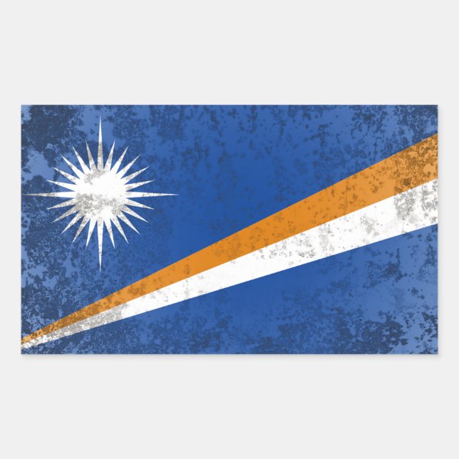 Pegatina Rectangular Islas Marshall (Anverso)
