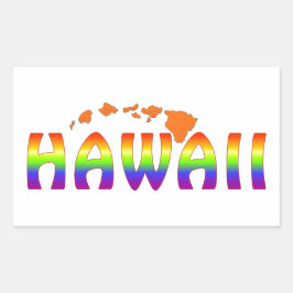 Pegatina Rectangular Islas naranjas Rainbow Hawaii