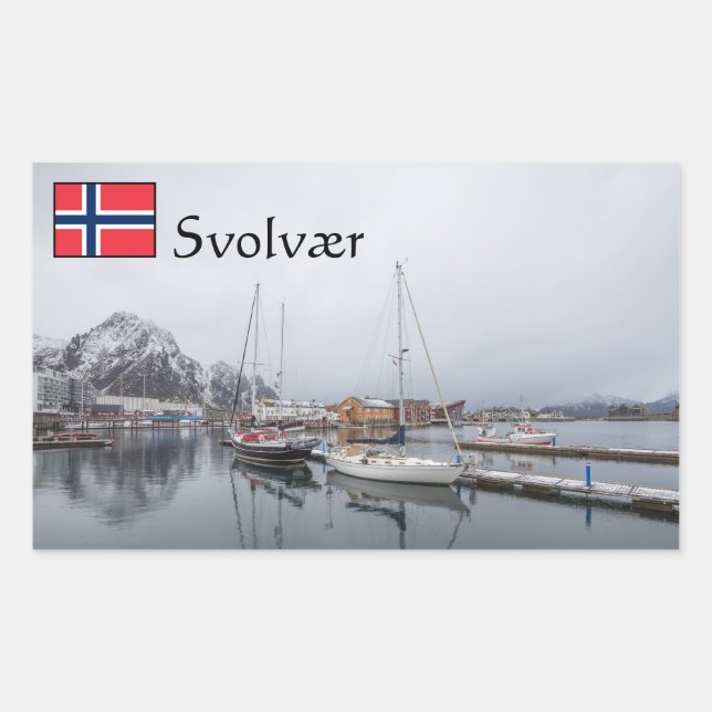 Pegatina Rectangular Islas Svolvaer Lofoten (Anverso)