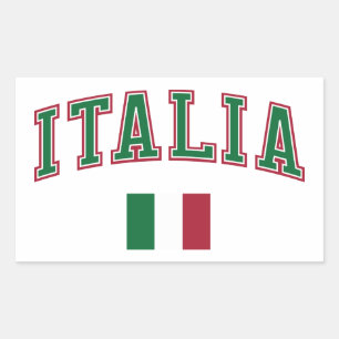 Pegatina Rectangular Italia + Bandera