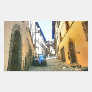 Pegatina Rectangular Italia Toscana Cortona.