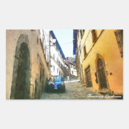 Pegatina Rectangular Italia Toscana Cortona.