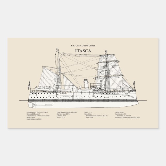 Pegatina Rectangular Itasca de corte USCG - SBD (Anverso)