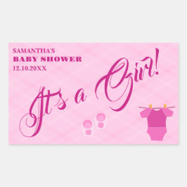 Pegatina Rectangular It's a Girl! Baby Shower Pink Modern. Servilletas