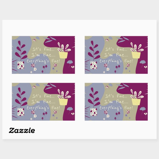 Pegatina Rectangular It's Fine... Sticker (Hoja)