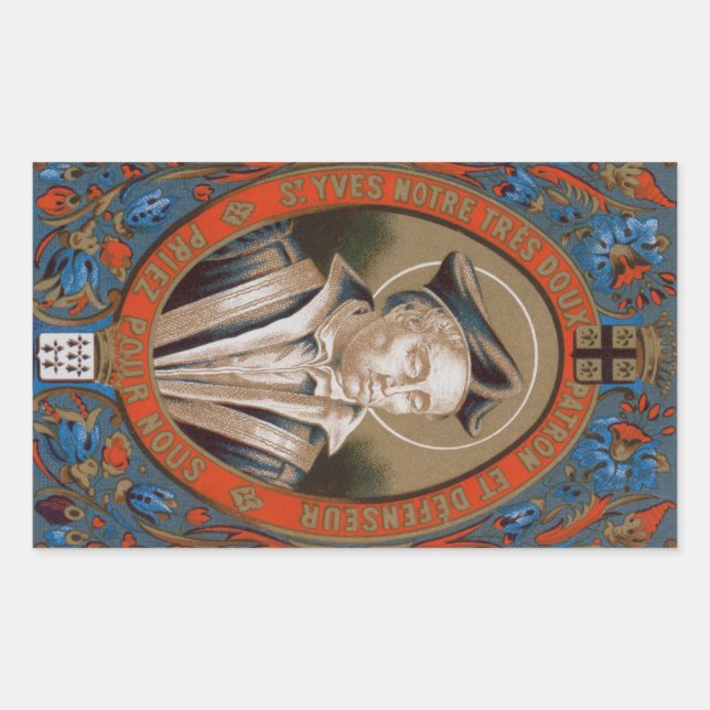 Pegatina Rectangular Ivo de Kermartin (M 005) (Anverso)