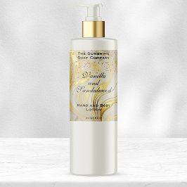 Pegatina Rectangular Ivory Marble & Gold Glitter Cosmetics Bottle Label