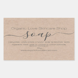 Pegatina Rectangular Jabón hecho a mano Kraft