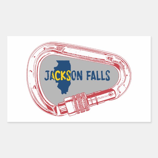 Pegatina Rectangular Jackson Falls Illinois Rock Climbing Carabiner (Anverso)