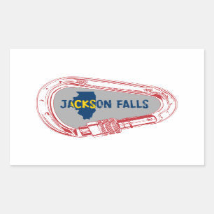 Pegatina Rectangular Jackson Falls Illinois Rock Climbing Carabiner