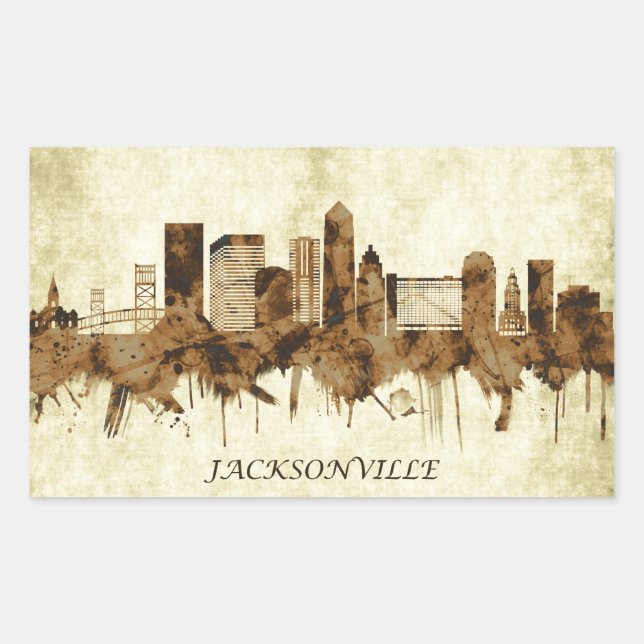 Pegatina Rectangular Jacksonville Florida (Anverso)