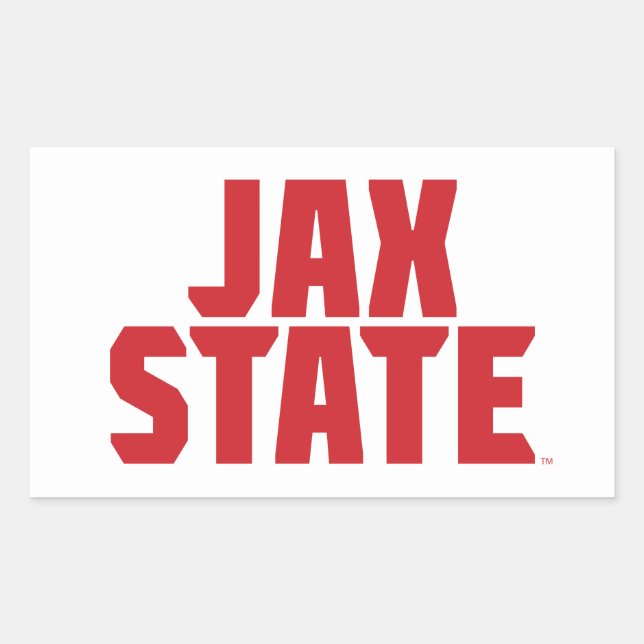 Pegatina Rectangular Jacksonville State University JAX STATE Bold Red (Anverso)