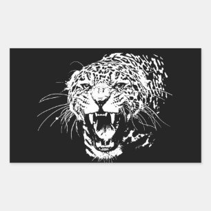 Pegatina Rectangular Jaguar blanco y negro