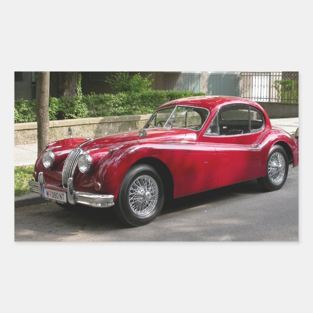 Pegatina Rectangular Jaguar XK 120 FHC (Anverso)