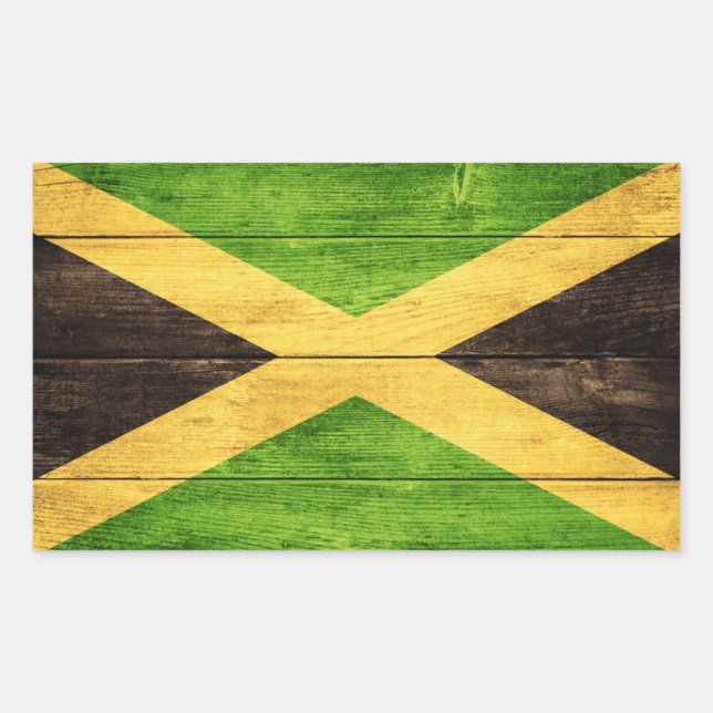 Pegatina Rectangular Jamaica Flag - Proud Jamaicans Rasta bordadora - (Anverso)