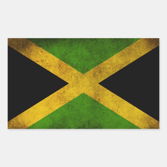 Pegatina Rectangular Jamaica Flag - Proud Jamaicans Rasta bordadora - (Anverso)