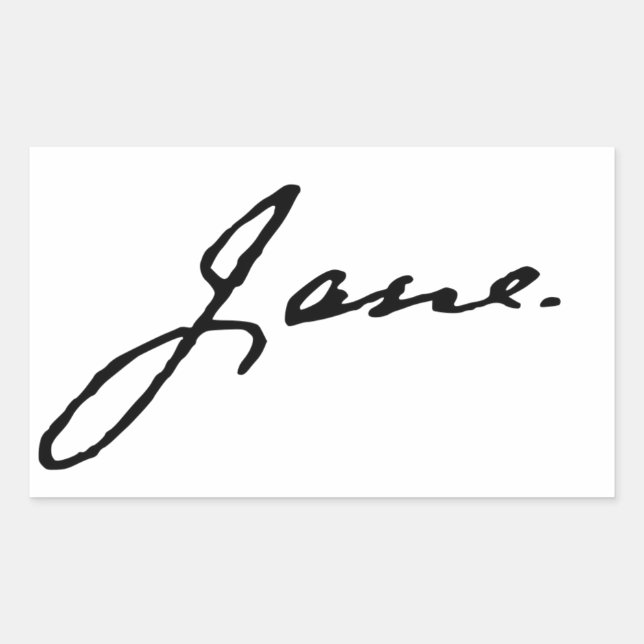 Pegatina Rectangular Jane as in Jane Austen, firma (Anverso)