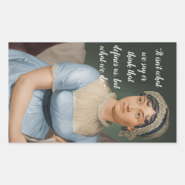 Pegatina Rectangular Jane Austen portrait and quote
