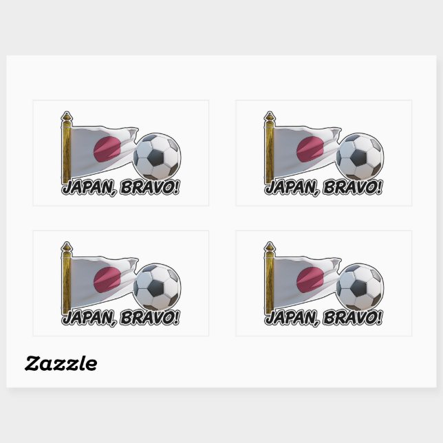 Pegatina Rectangular ¡Japón, Bravo! Fútbol Alegre (Hoja)