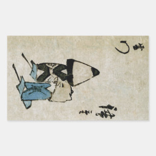 Pegatina Rectangular Japón feudal de los actores de disfraces de Matsur