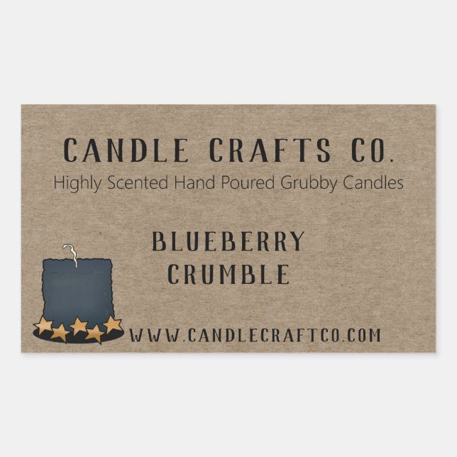 Pegatina Rectangular Jar Candle Country Personalizado Scent Business La (Anverso)