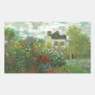 Pegatina Rectangular Jardín de artistas de Monet en Argenteuil Pintura