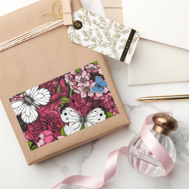 Pegatina Rectangular Jardín de primavera (Regalar)