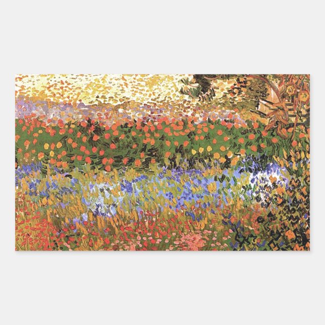 Pegatina Rectangular Jardín Florido,Vincent van Gogh. (Anverso)