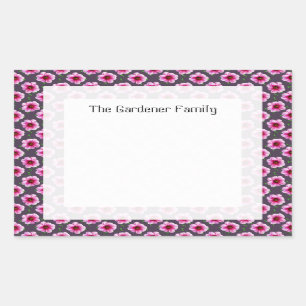 Pegatina Rectangular Jardín romántico Dahlia rosa flor en cualquier col