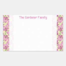 Pegatina Rectangular Jardín romántico Flor rosa de geranio en cualquier