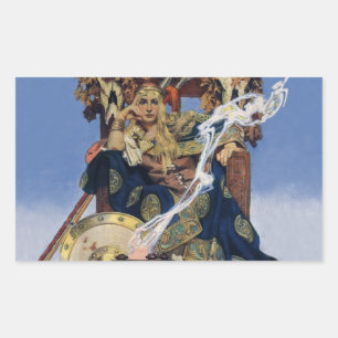 Pegatina Rectangular JC Leyendecker Reina Maeve Guerrera Celta