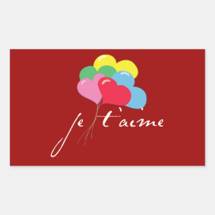 Pegatina Rectangular Je' taime (te amo)