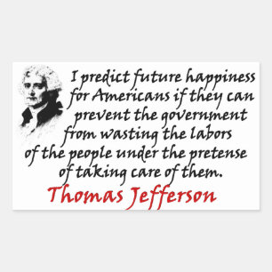Pegatina Rectangular Jefferson: Prevenir Al Gobierno